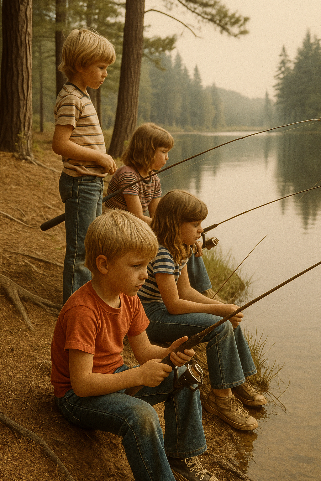 Kids fishing and making outdoor family memories